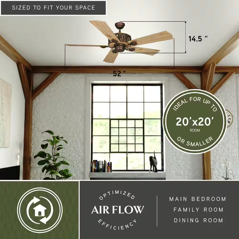 Log Cabin 52 In. Ceiling Fan in Weathered Patina