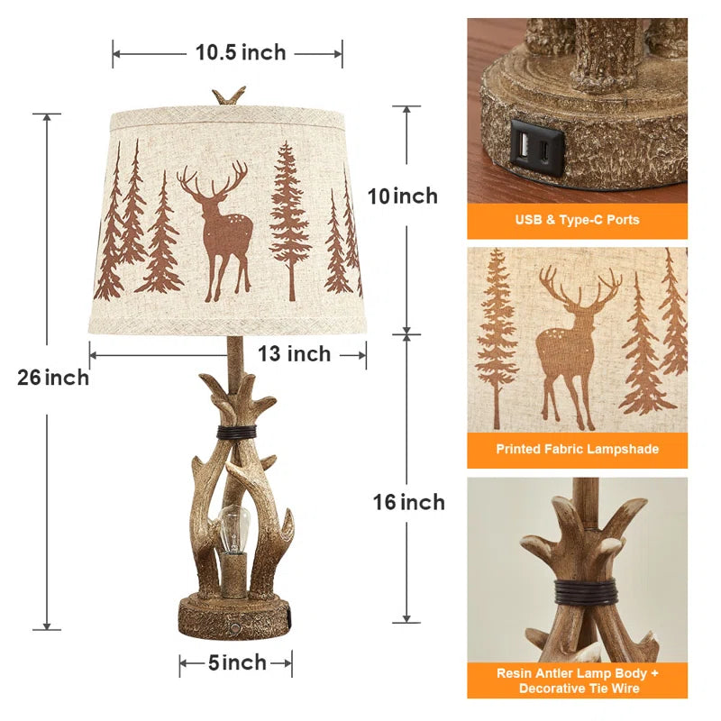 Rustic Deer Antler Table Lamp – Perfect for Cabin and Lodge Living 🦌✨ Set of 2