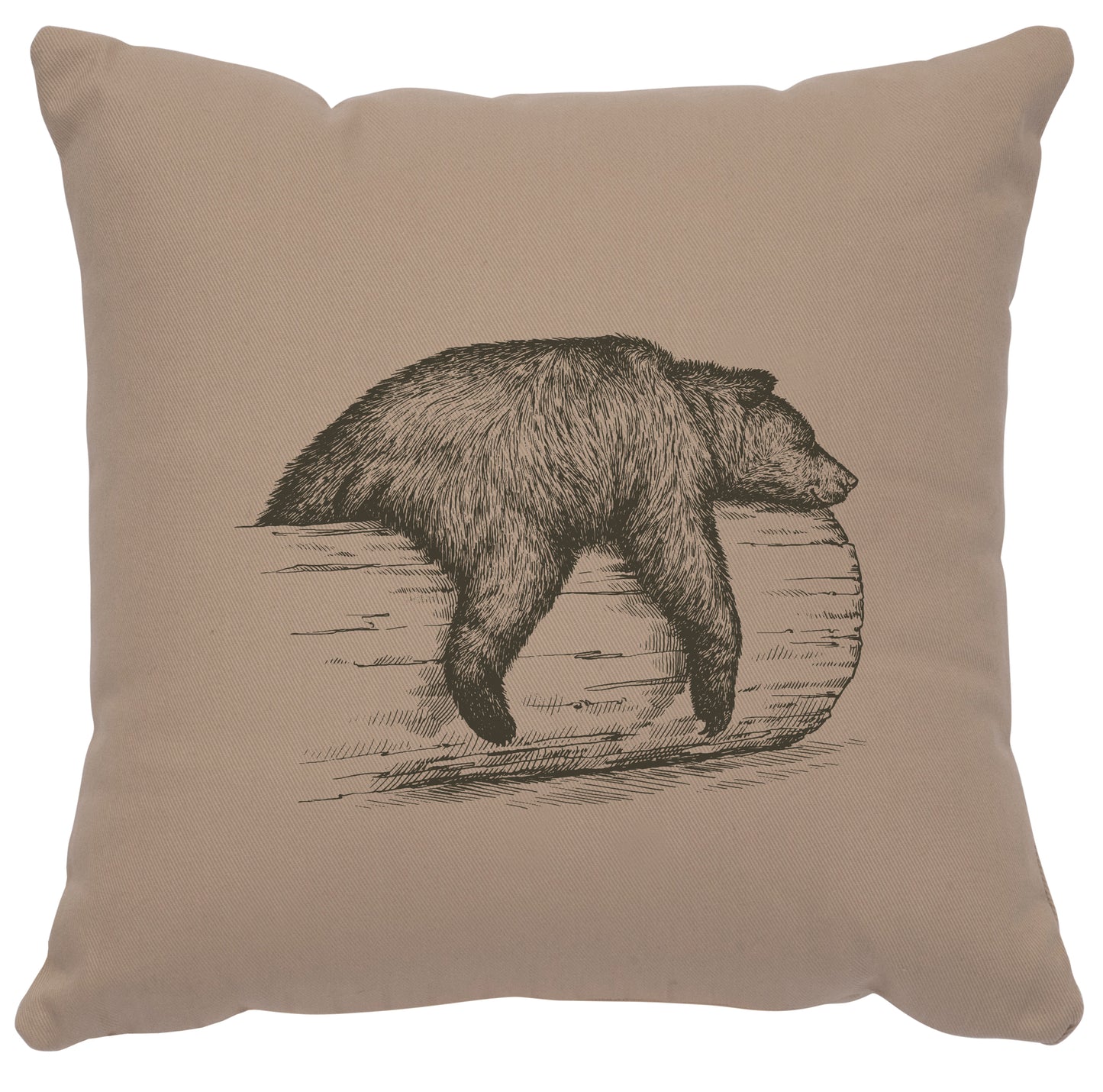 Almohada con la imagen "Oso en un tronco" - Algodón Alabastro