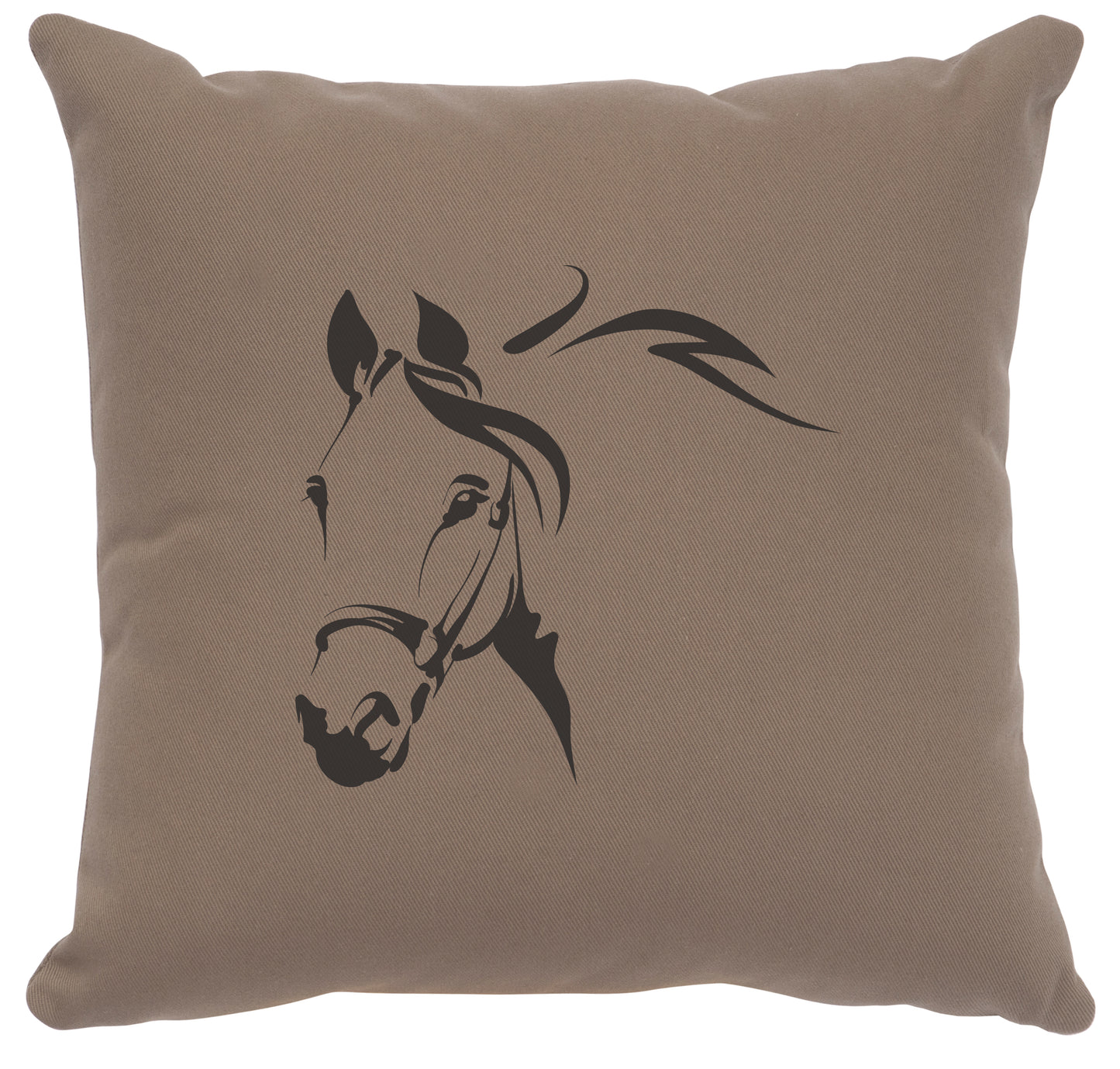 Almohada con imagen "Perfil de caballo" - Algodón gris topo