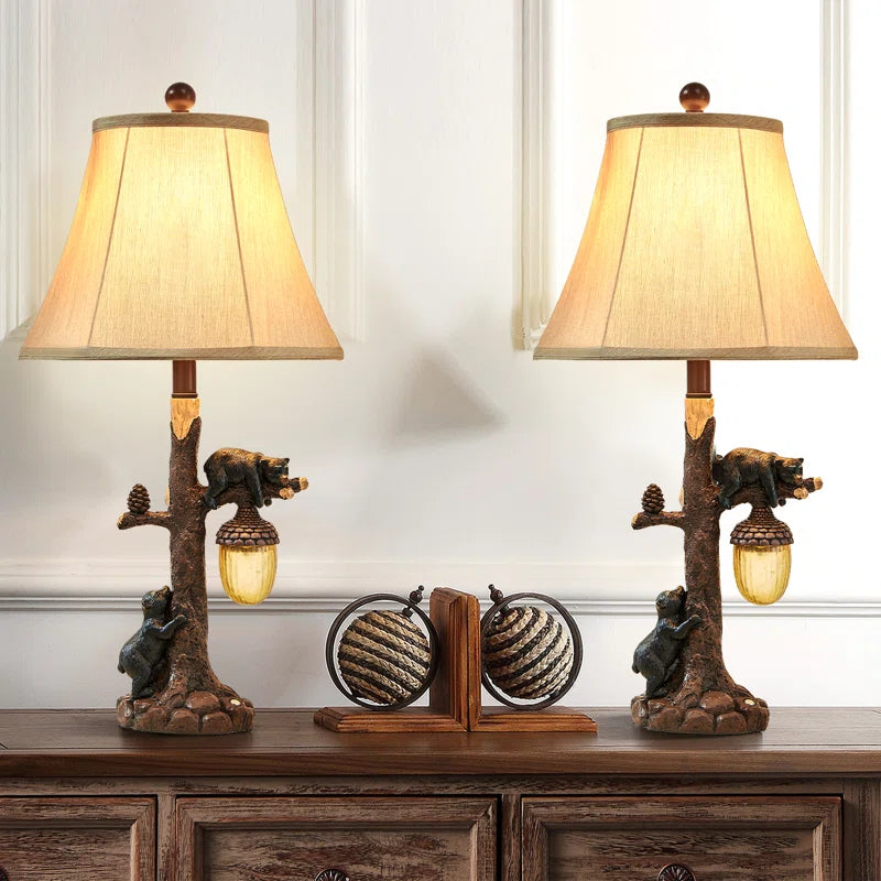 26" Black Bear Lodge Table Lamp Set of Two