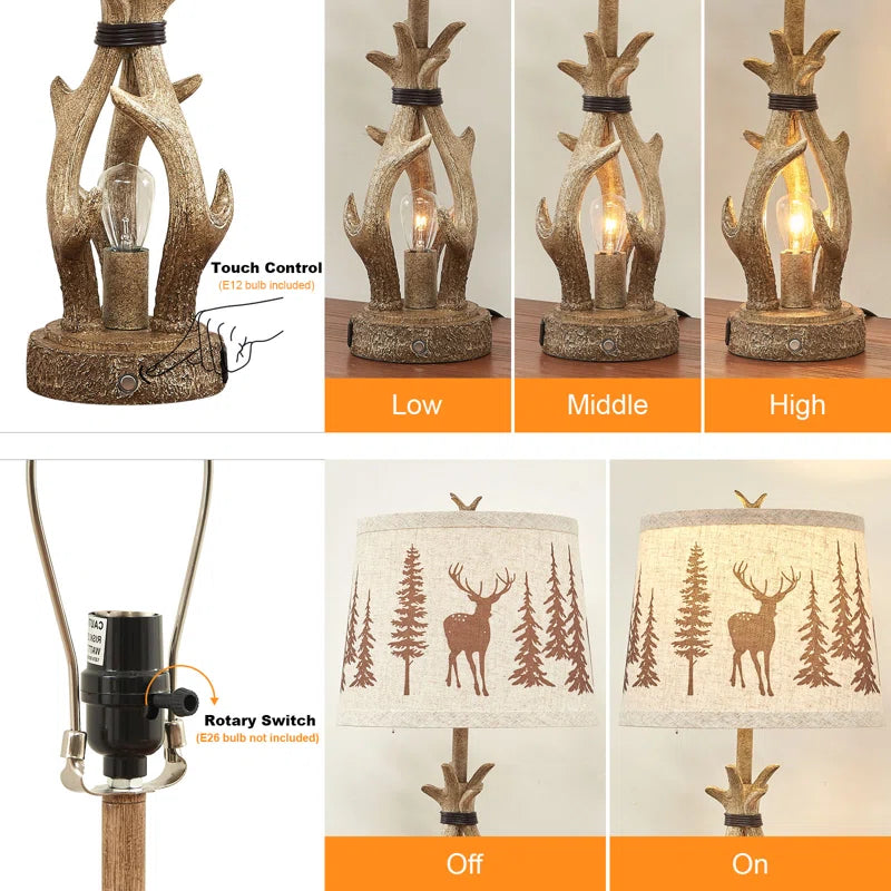 Rustic Deer Antler Table Lamp – Perfect for Cabin and Lodge Living 🦌✨ Set of 2