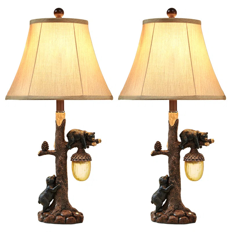 26" Black Bear Lodge Table Lamp Set of Two
