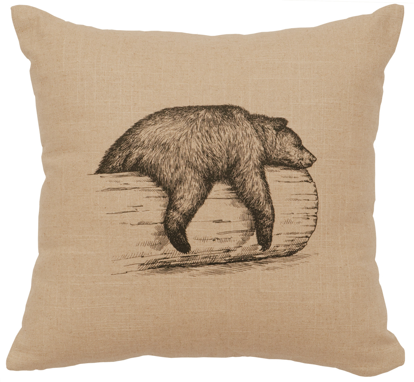 Almohada con imagen "Oso en un tronco" - Lino natural