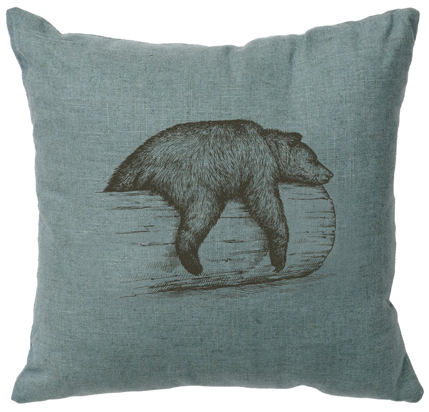 Almohada con imagen "Oso en un tronco" - Lino Océano