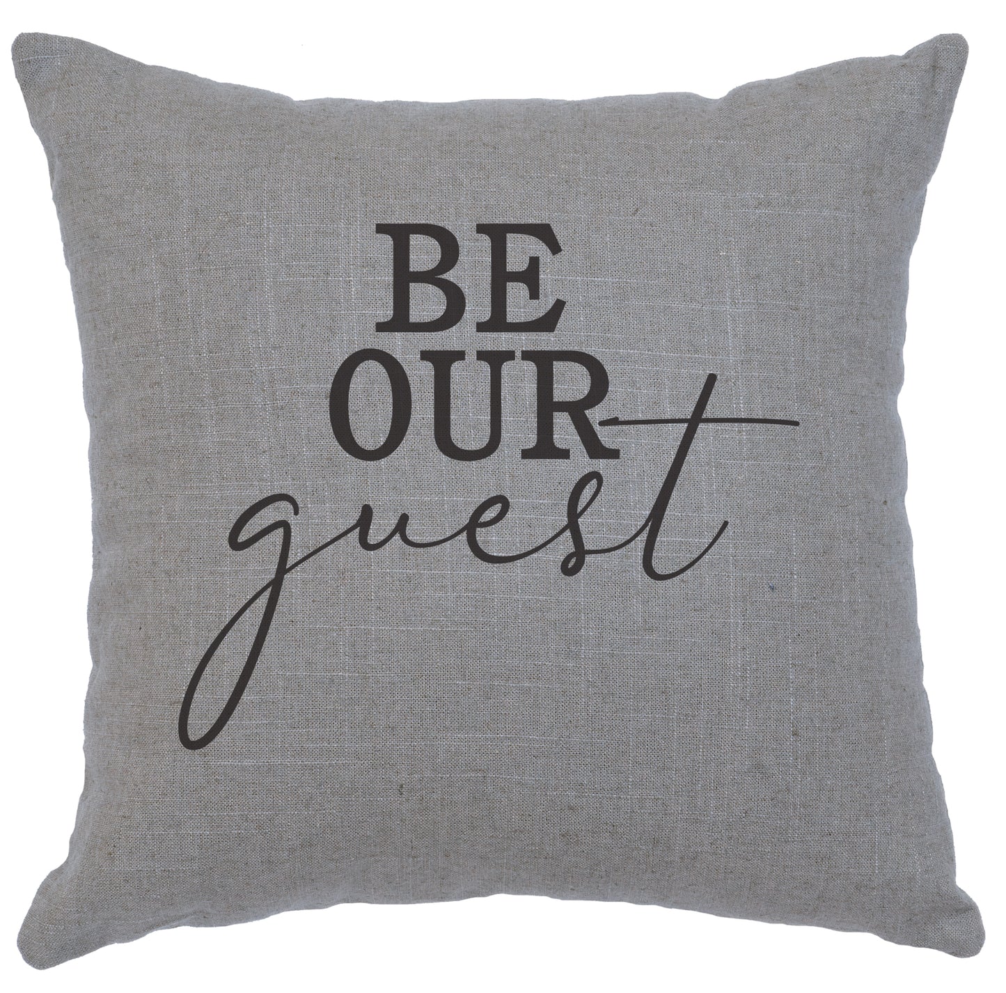 Coussin « Soyez notre invité » - Lin gris