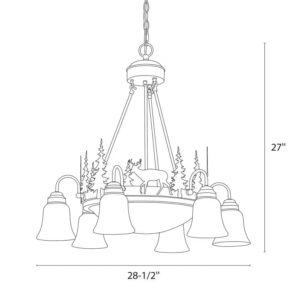 Bryce 9-Light Bronze Rustic Deer Chandelier