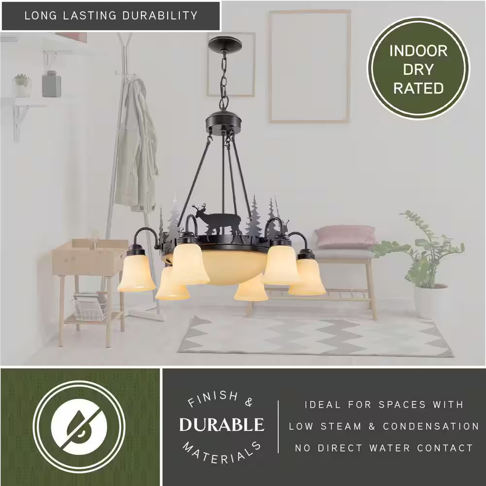 Bryce 9-Light Bronze Rustic Deer Chandelier