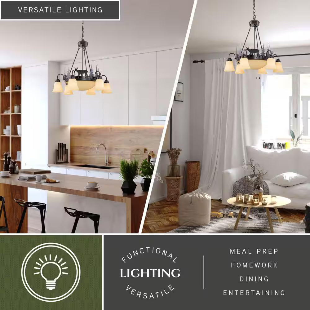 Bryce 9-Light Bronze Rustic Deer Chandelier