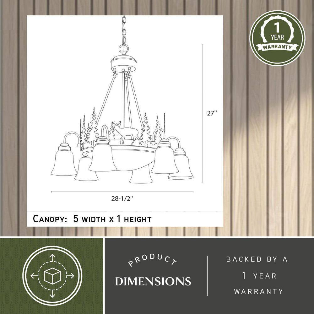 Bryce 9-Light Bronze Rustic Deer Chandelier