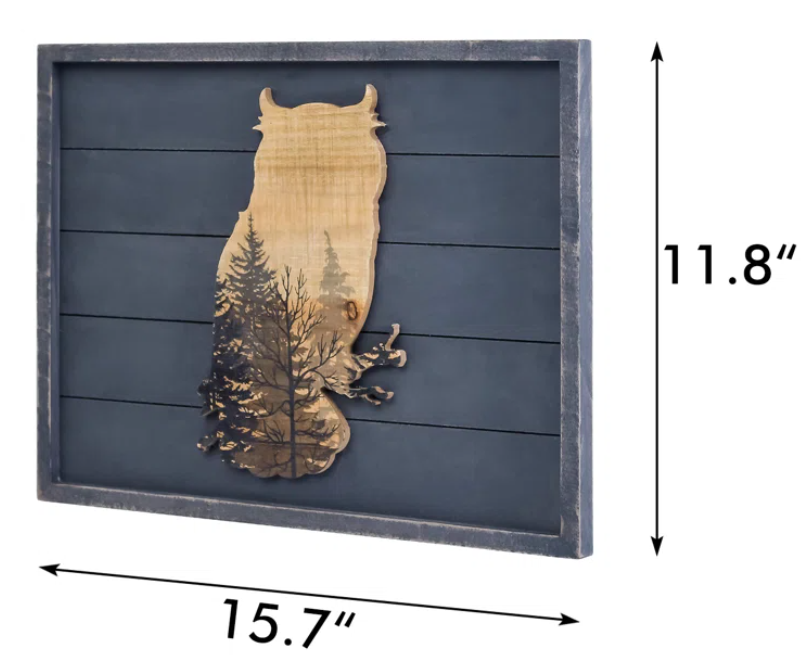 Rustic Owl and Pine Tree Wall Decor