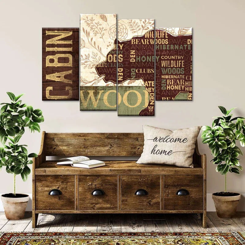 " Rustic Bear Cabin " by Tom Timber 4 - Pieces