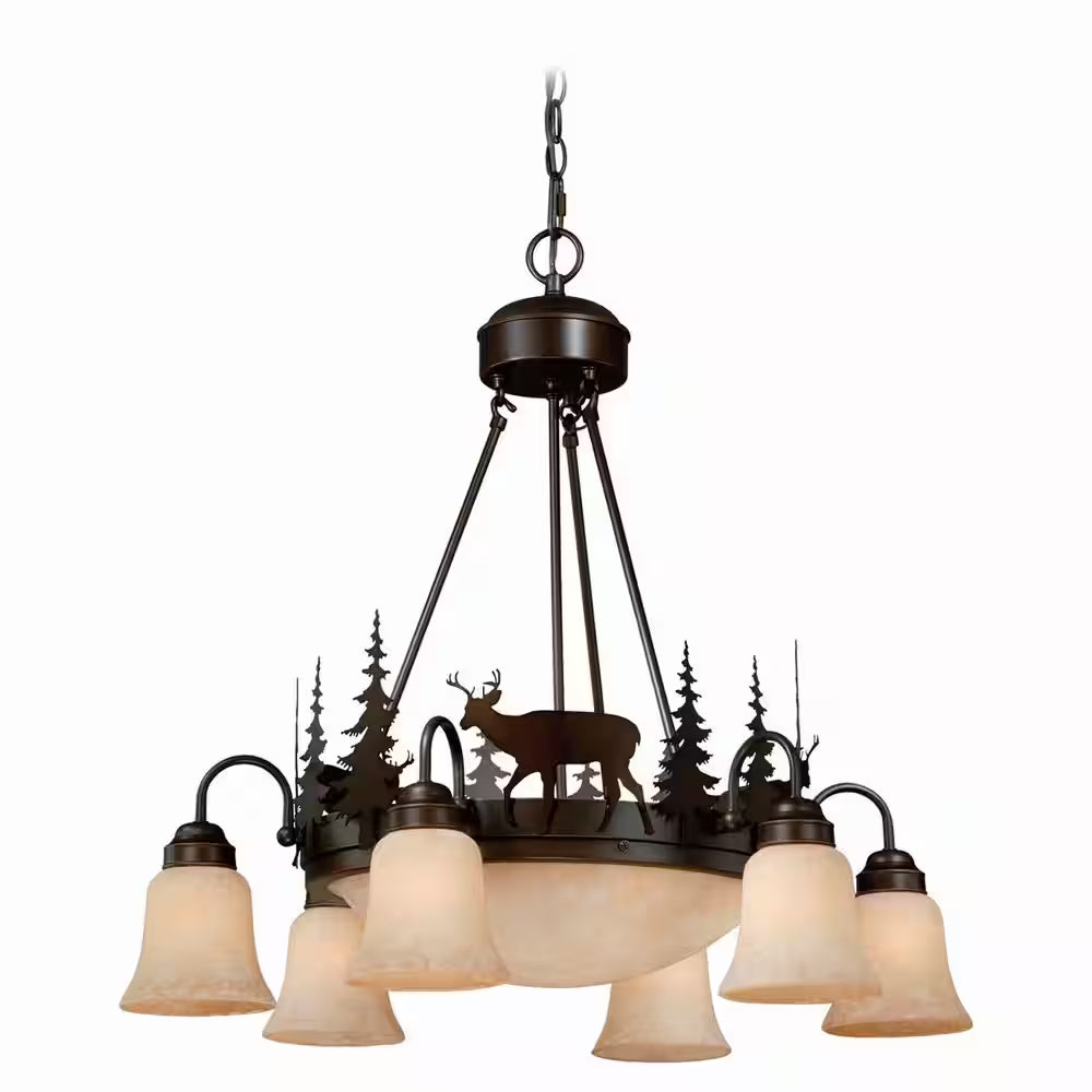 Bryce 9-Light Bronze Rustic Deer Chandelier