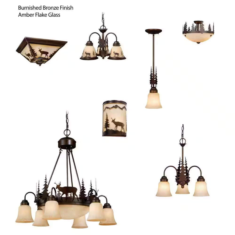 Bryce 9-Light Bronze Rustic Deer Chandelier
