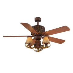 Ventilador de techo Lodge de 52 pulgadas con luz LED color nuez moscada y control remoto