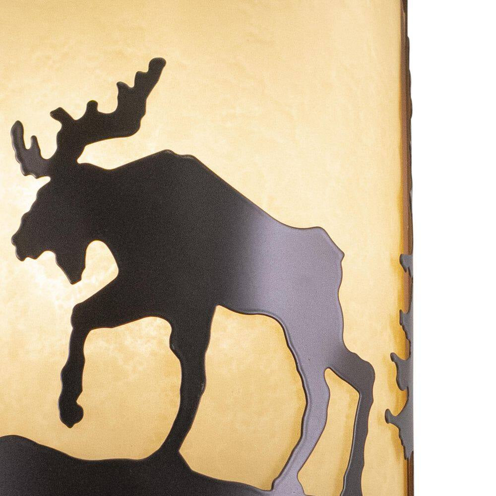 Yellowstone 1-Light Bronze Rustic Moose Tree Flush Indoor Outdoor Wall Sconce
