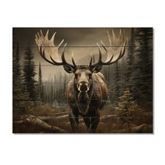 Brown Moose Majestic Print on Wood Print