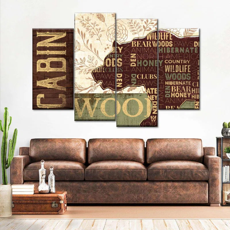 " Rustic Bear Cabin " by Tom Timber 4 - Pieces