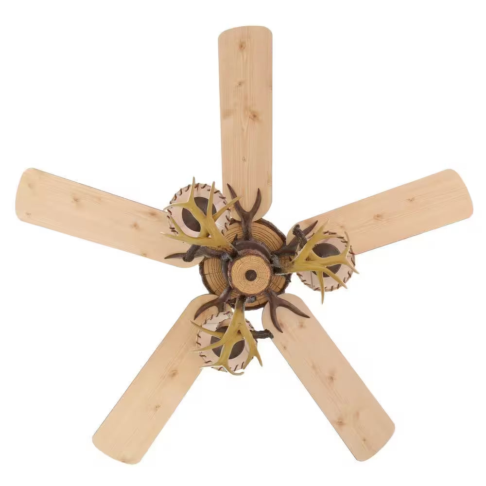 Lodge 52 In. LED Nutmeg Ceiling Fan with Light and Remote Control