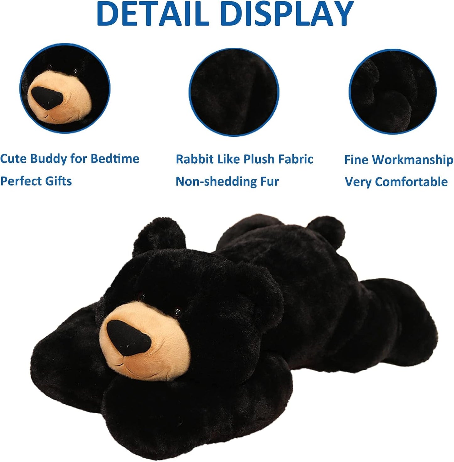 Weighted Stuffed Animals, 29.5In 6.2Lbs Weighted Bear Stuffed Animal Toy Cute Black Bear Plush Pillow for Adults Boys Girls