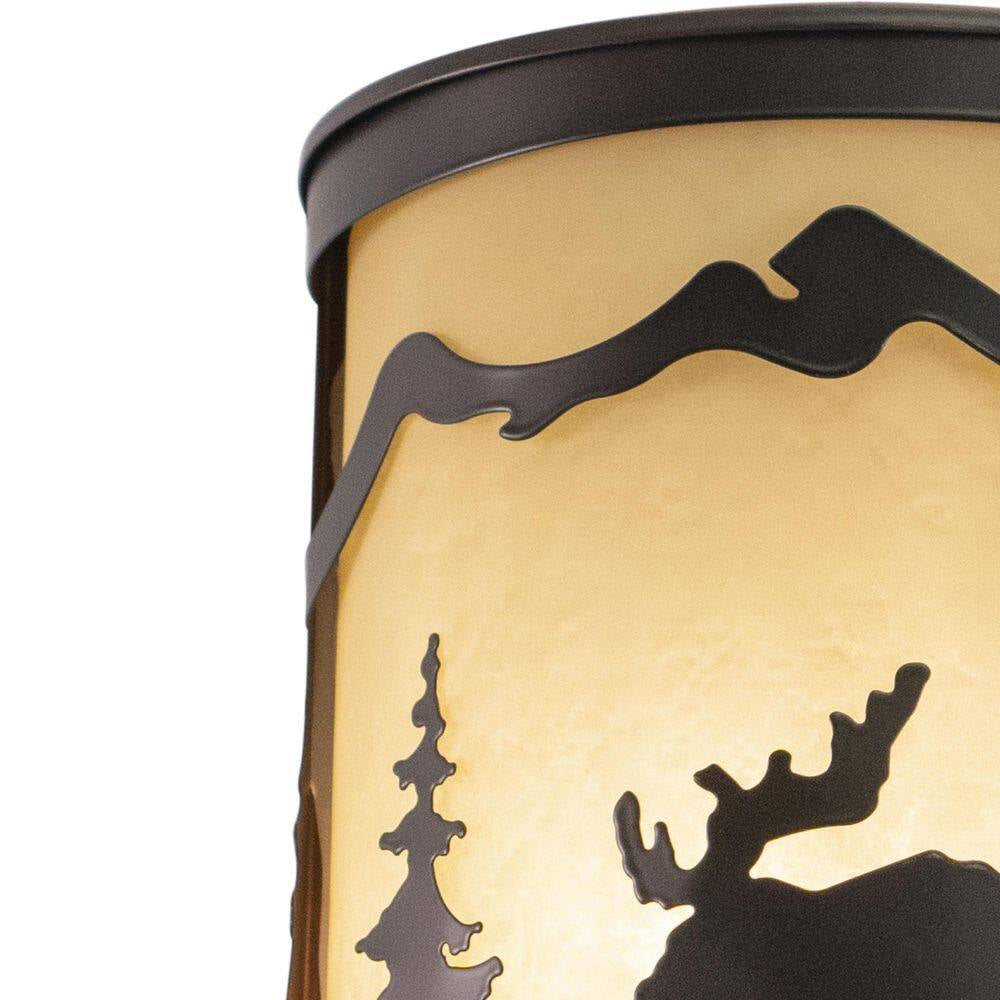 Yellowstone 1-Light Bronze Rustic Moose Tree Flush Indoor Outdoor Wall Sconce