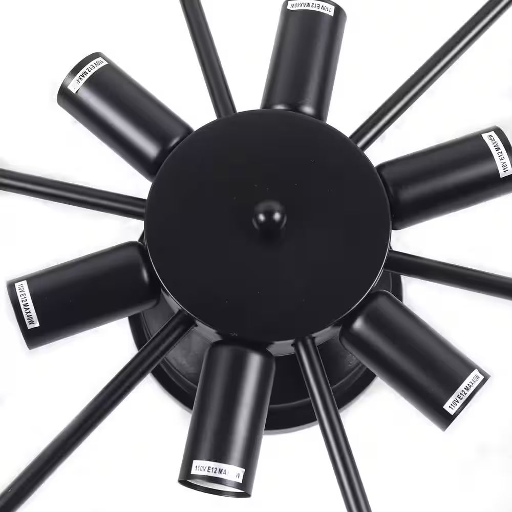 18 In. 6-Light Black Industrial Wagon Wheel Rustic Flush Mount Ceiling Light
