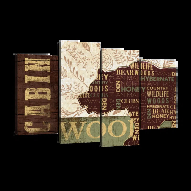 " Rustic Bear Cabin " by Tom Timber 4 - Pieces