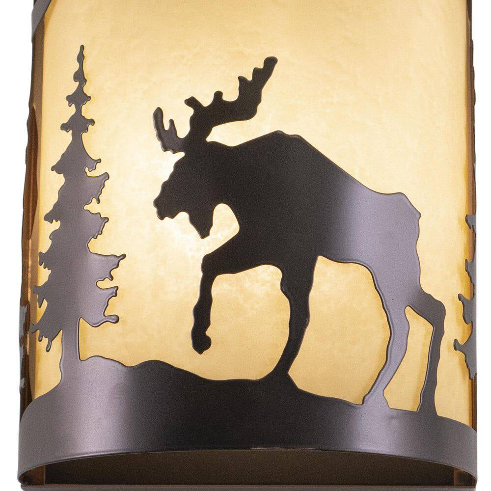 Yellowstone 1-Light Bronze Rustic Moose Tree Flush Indoor Outdoor Wall Sconce