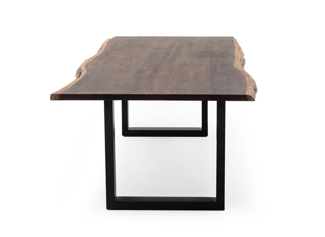 Lemay Acacia Solid Wood Top Metal Base Dining Table