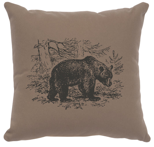 Almohada con imagen "Escena de oso" - Algodón gris topo