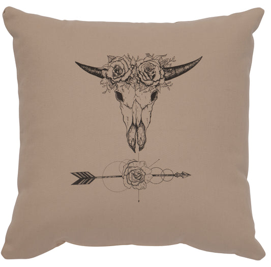 Almohada con imagen "Toro y flores" - Algodón Alabastro