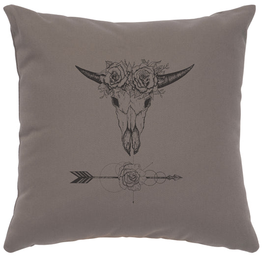 Almohada con imagen "Toro y flores" - Algodón cromado
