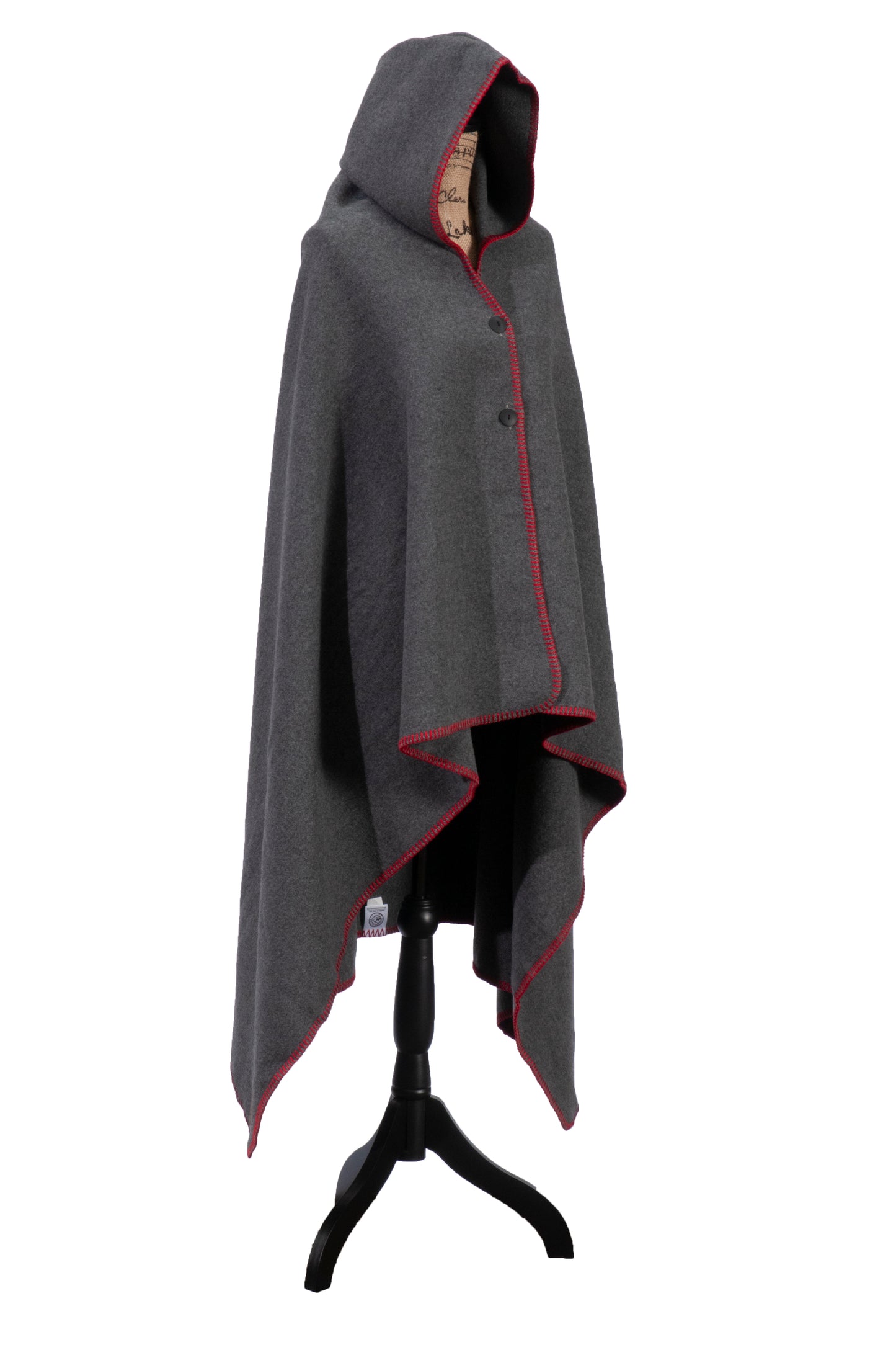Couverture à capuche en pierre grise unie (rouge vif)