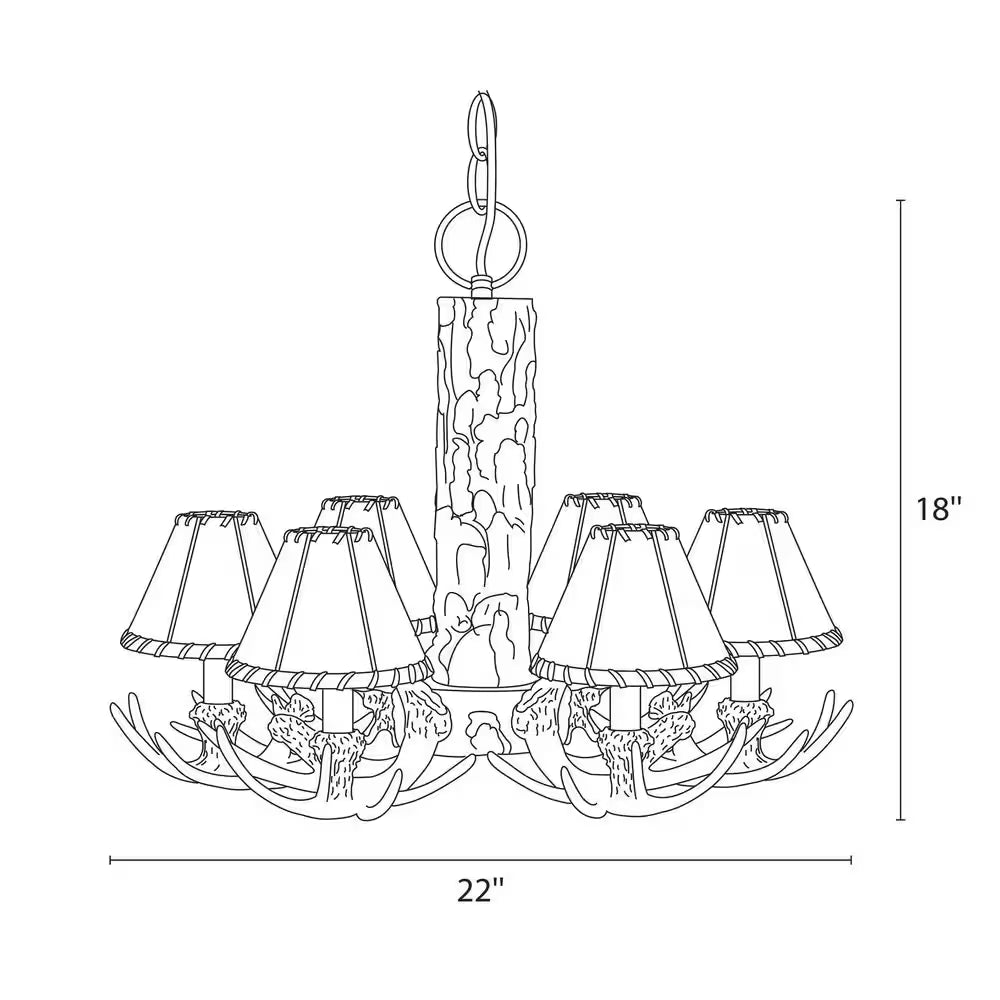 Lodge 6-Light Cream Rustic Antler Chandelier