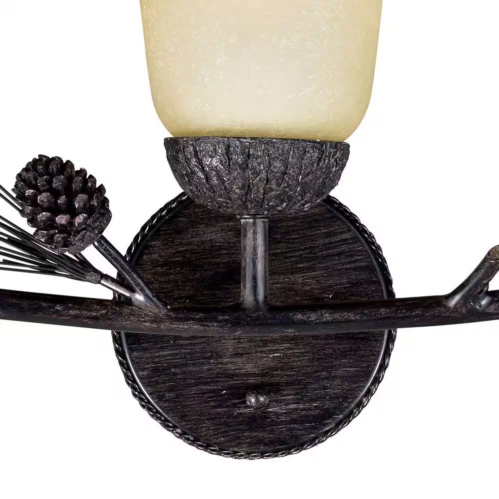 Sierra 24 In. W 3-Light Bronze Rustic Pinecone Bathroom Vanity Light Fixture