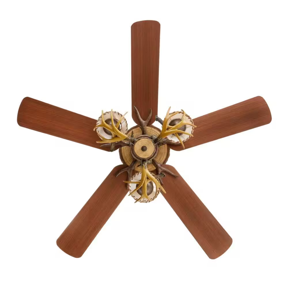 Lodge 52 In. LED Nutmeg Ceiling Fan with Light and Remote Control