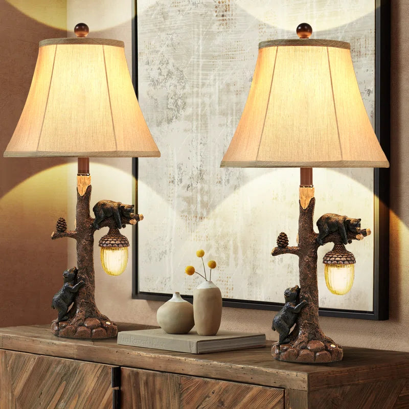 26" Black Bear Lodge Table Lamp Set of Two