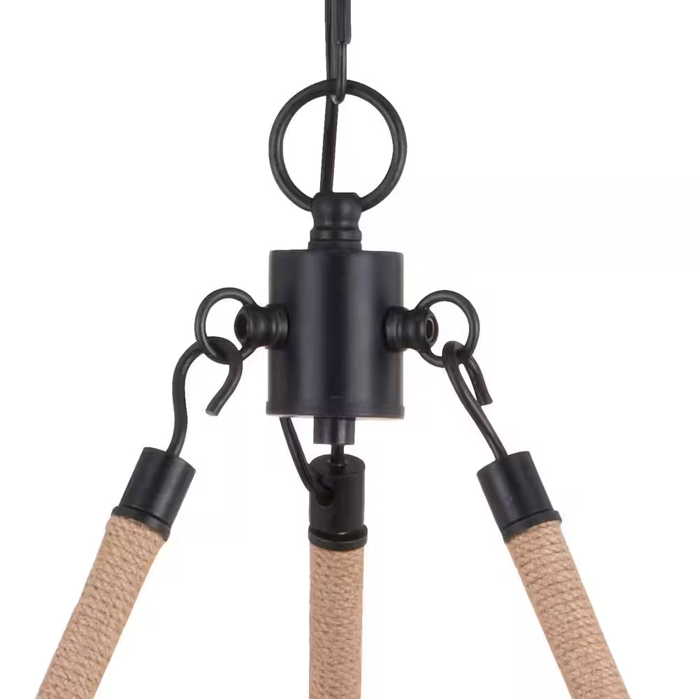 Breckenridge 6-Light Bronze Rustic Antler Chandelier Natural Rope Accent