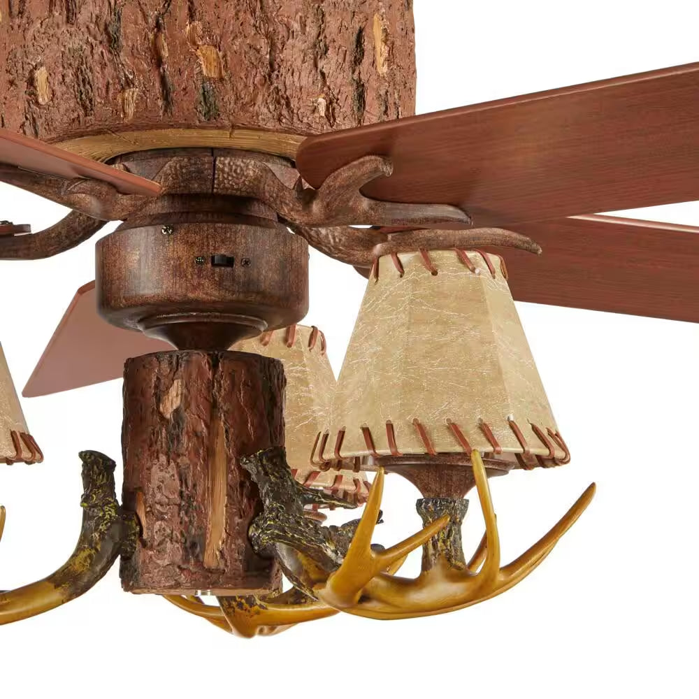 Lodge 52 In. LED Nutmeg Ceiling Fan with Light and Remote Control