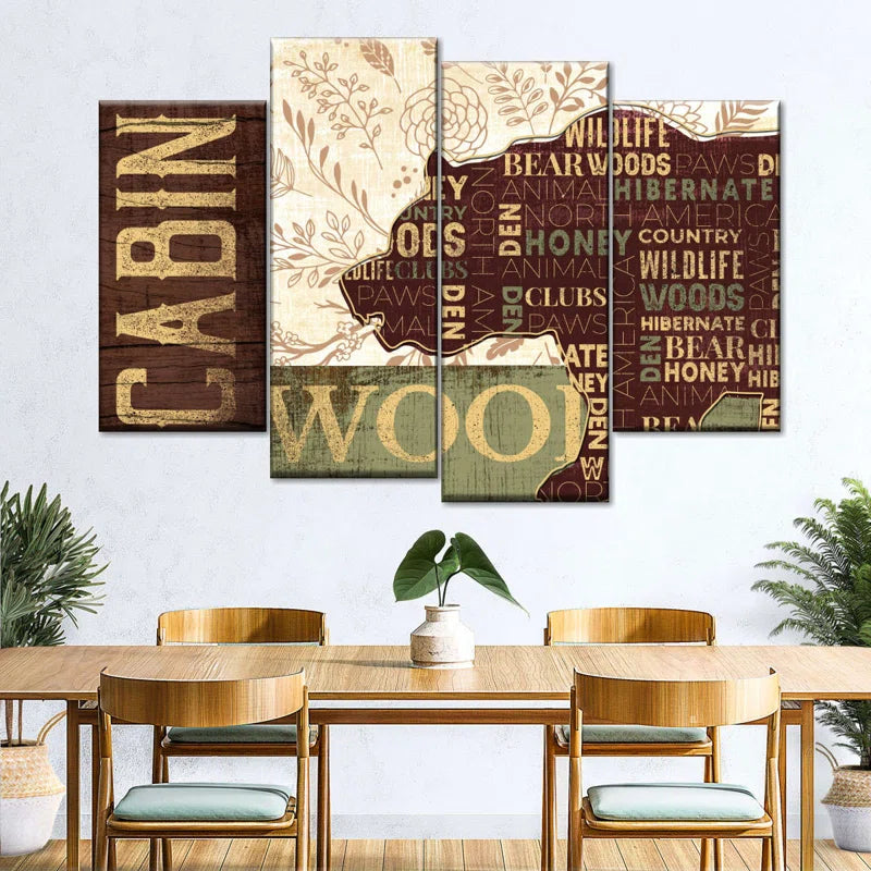 " Rustic Bear Cabin " by Tom Timber 4 - Pieces