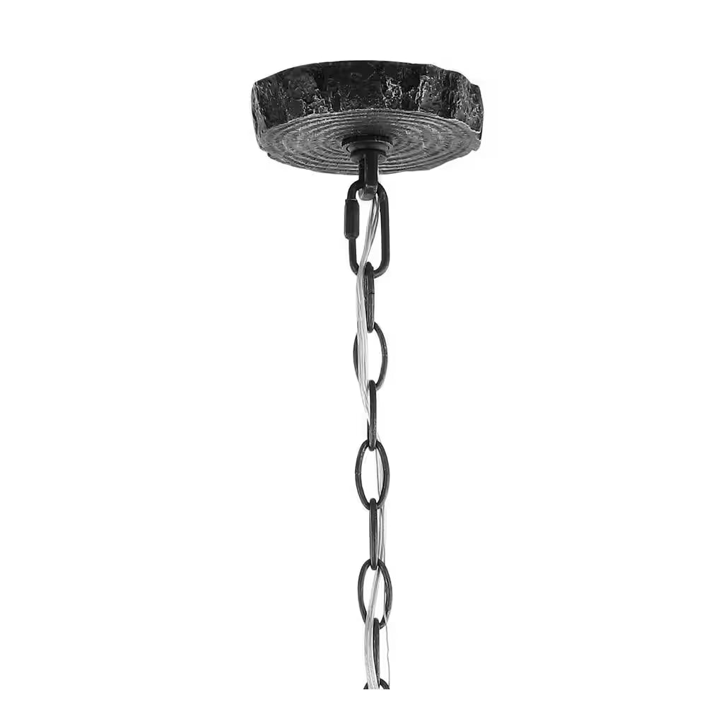 5-Light Black 30 In. Eldora Rustic Farmhouse Iron LED Chandelier
