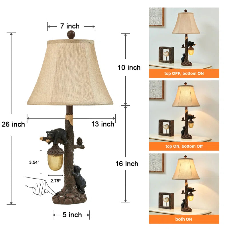 26" Black Bear Lodge Table Lamp Set of Two