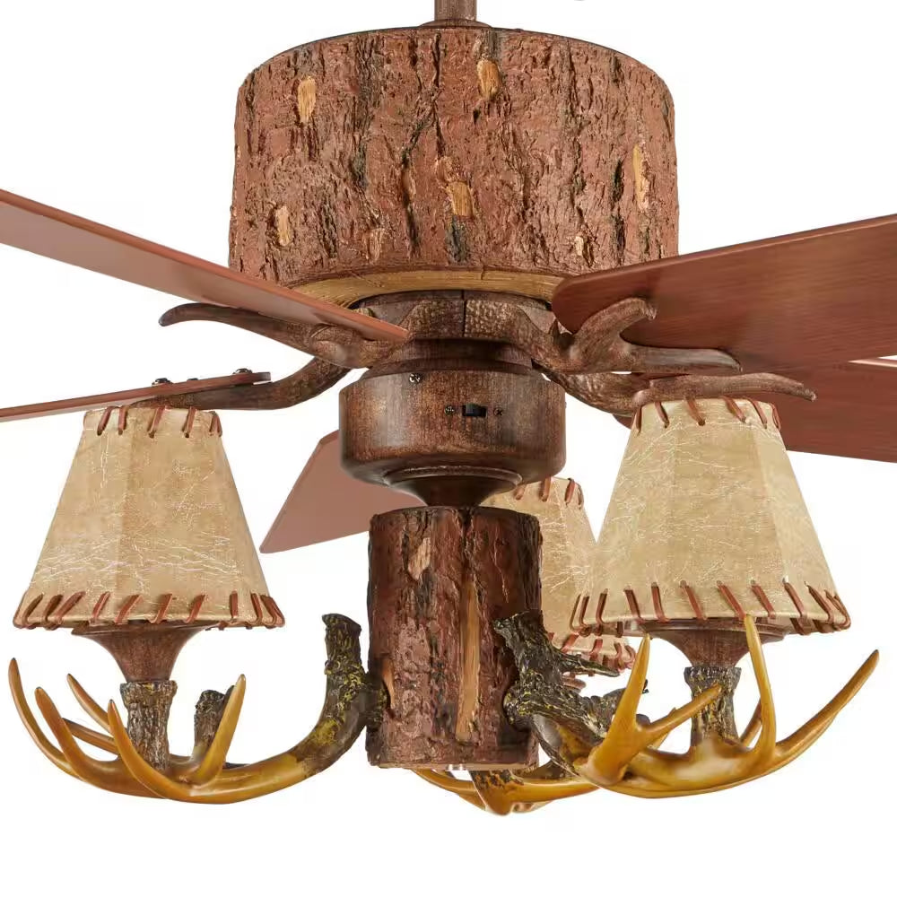 Lodge 52 In. LED Nutmeg Ceiling Fan with Light and Remote Control