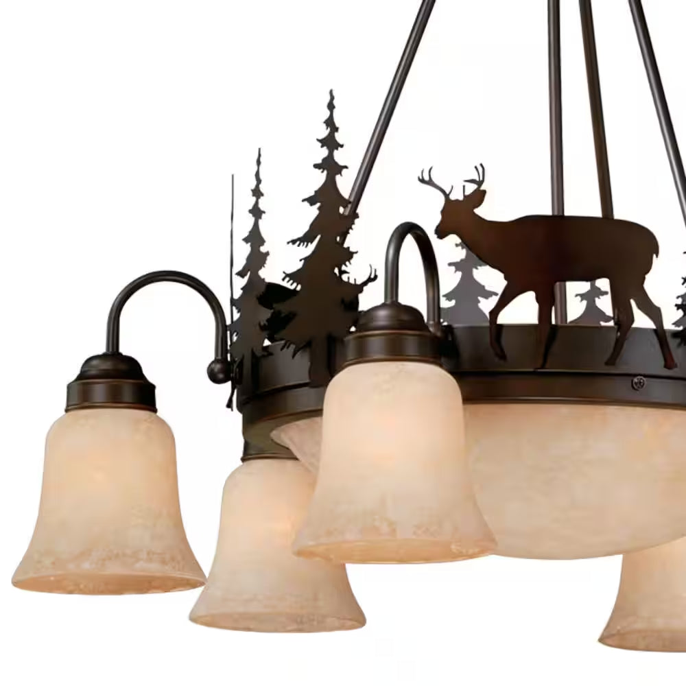 Bryce 9-Light Bronze Rustic Deer Chandelier