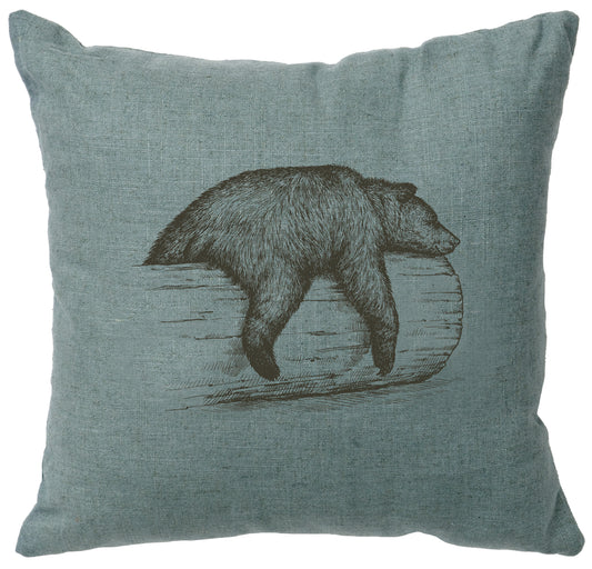 Almohada con imagen "Oso en un tronco" - Lino Océano
